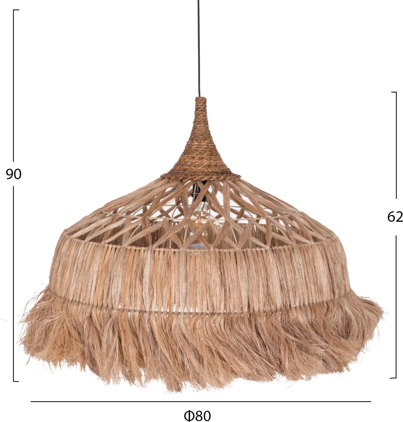 Llambë tavani prej fibrash abaka, ngjyrë natyrale, Φ80x62-90Hcm, FH7780 Llambë tavani prej fibrash abaka, ngjyrë natyrale, Φ80x62-90Hcm, FH7780