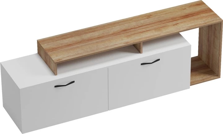 Komodë TV Tobler, ngjyrë e bardhë-lisi, 170x40x53cm