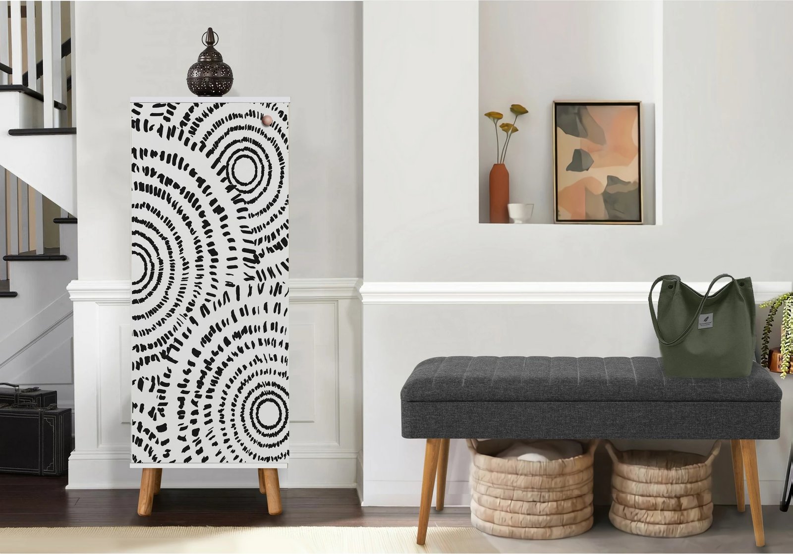 Set mobiljesh për korridor Skye Decor, ngjyrë e bardhë dhe antracit, 946 - 1053