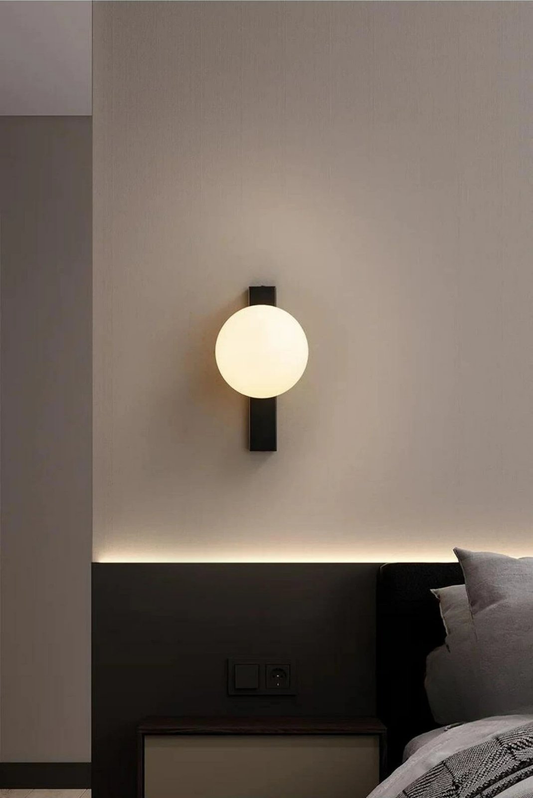 Llambë muri moderne Opviq, e zezë dhe krem, 8879-1P