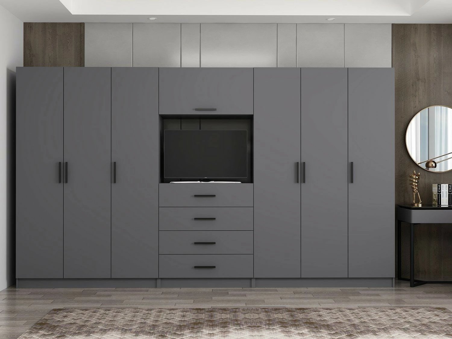 Dollap i madh, ngjyrë antracit, Skye Decor, Minar Kale - 7830