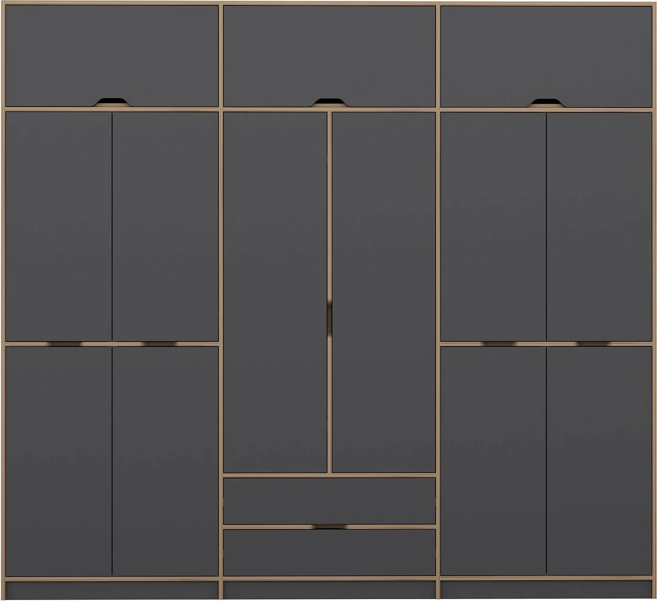 Dollap rrobash Skye Decor Elina, anthracite dhe dore, 277x253x52 cm