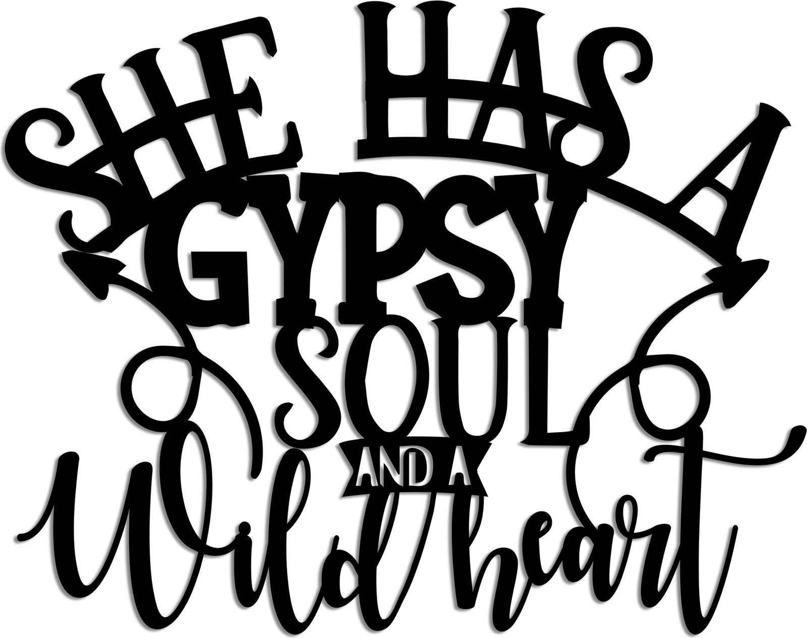 Aksesor muri dekorativ prej metali, Gypsy Soul, ngjyrë e zezë