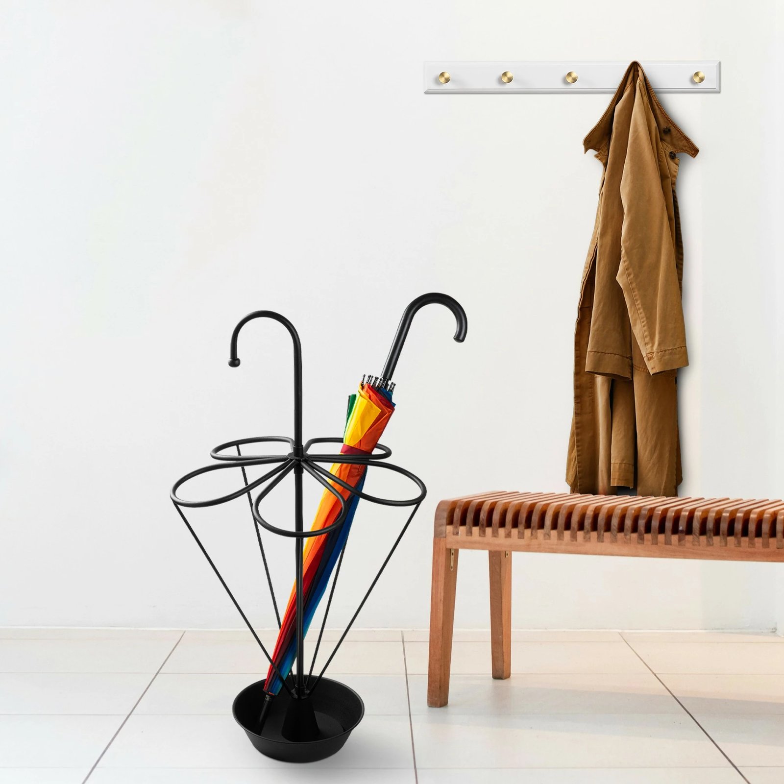 Stendë për ombrella, metal i zi, Evila Originals, 40x40x76cm Stendë për ombrella, metal i zi, Evila Originals, 40x40x76cm