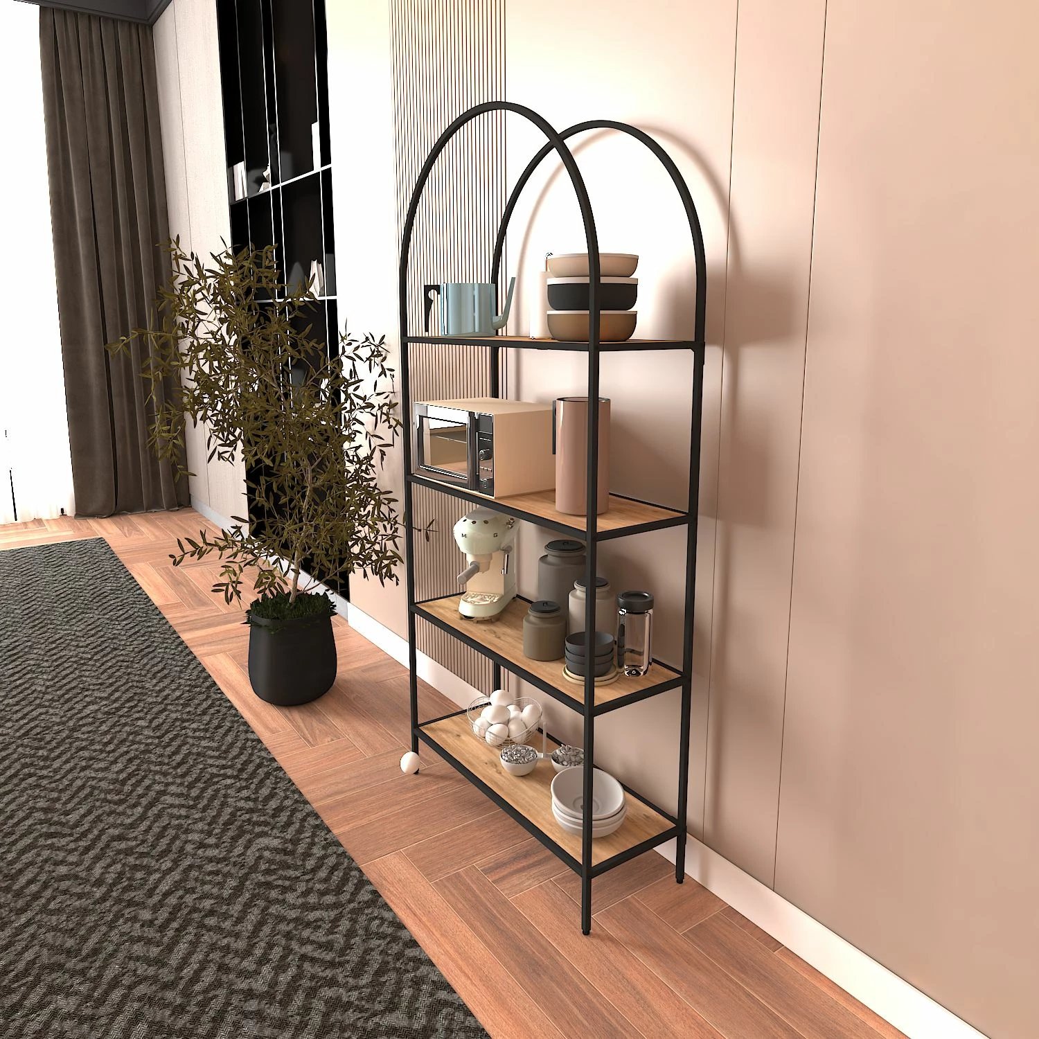 Raft librash Hanah Home, Mona 80, ngjyrë e zezë, Atlantic Pine