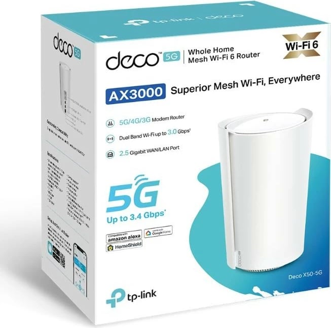 Gateway rrjeti TP-LINK Deco X50-5G, Mesh Wi-Fi 6, AX3000, i bardhë, 1 copë