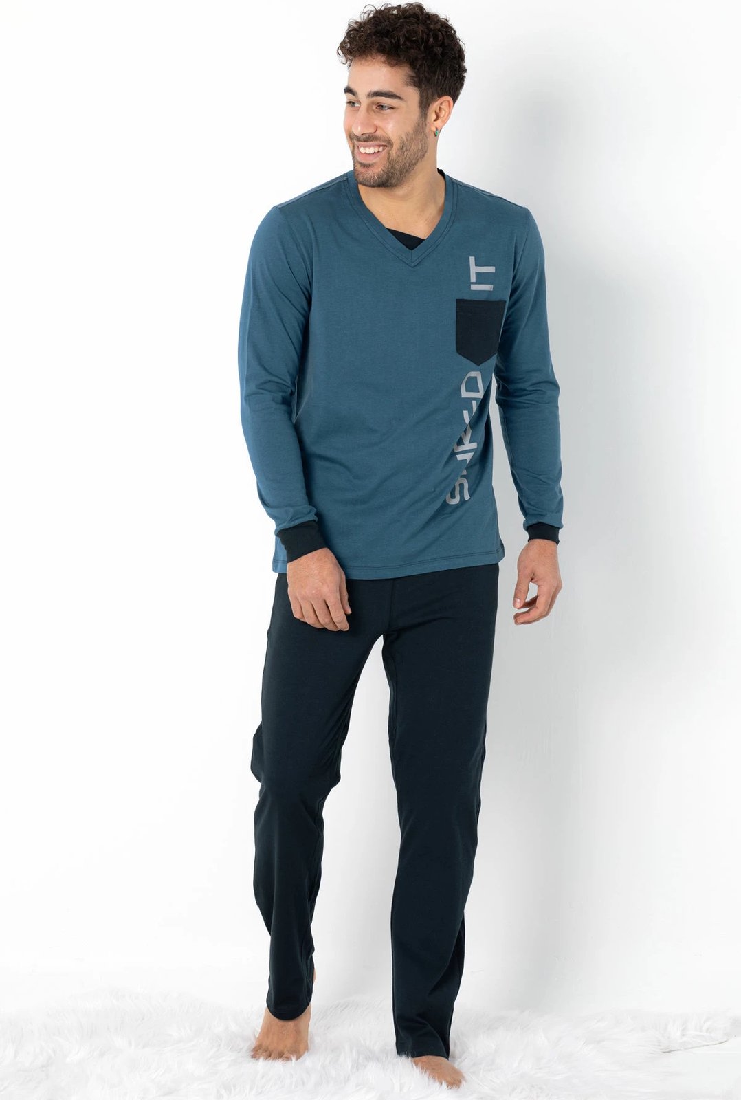 Set pizhamash për burra, Jumeon, 002-000696, ngjyrë e kaltër e errët