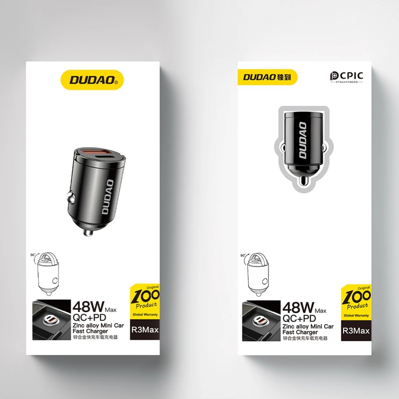 Karikues mini për veturë Dudao R3MAX, 48W, USB-C/USB-A, i zi