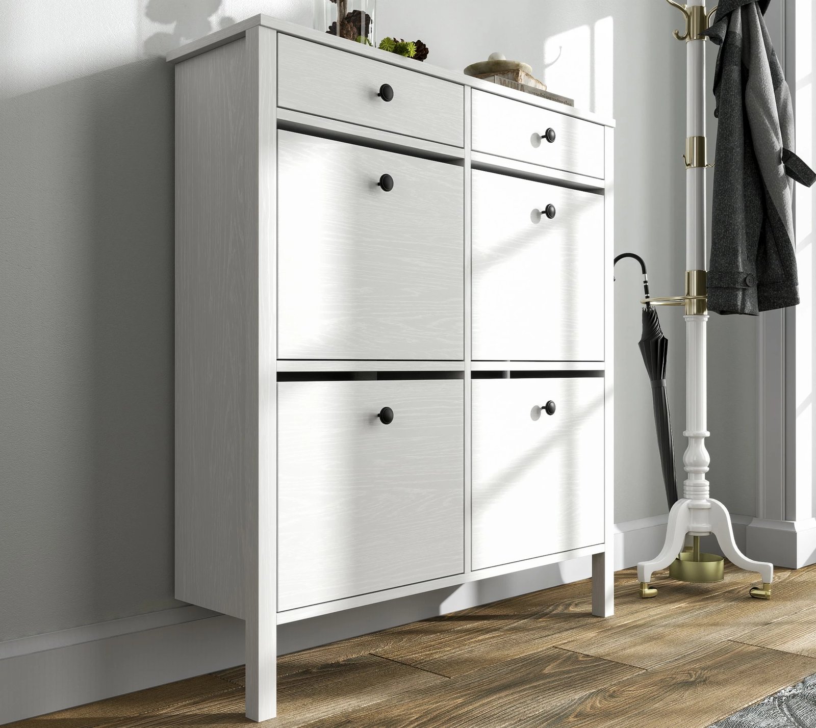 Dollap për këpucë Hanah Home, FRN-20049, ngjyrë druri dhe e bardhë