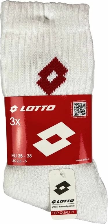 Çorape terry Lotto, 3 palë, të bardha