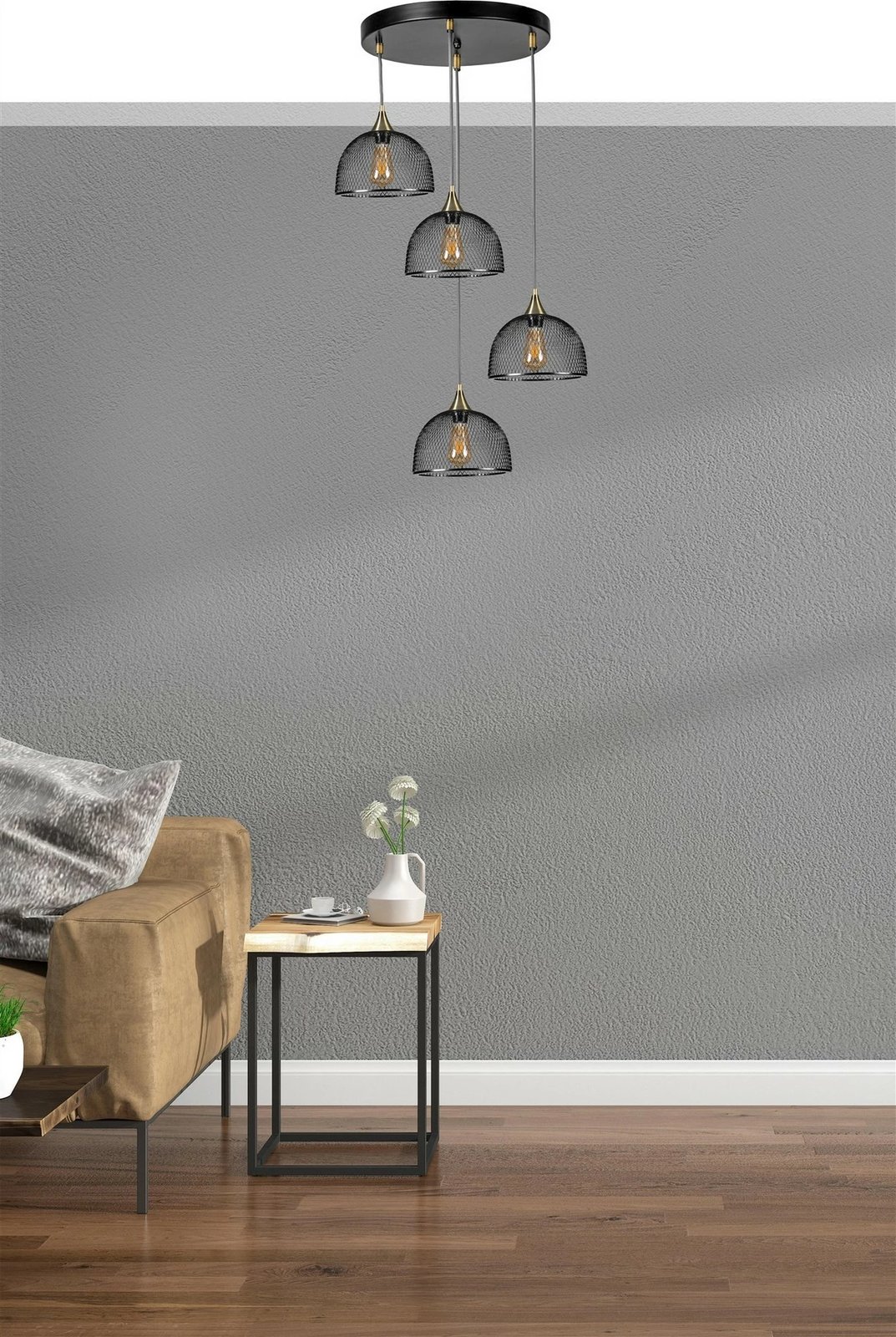 Llambë tavani Opviq, Rota 4 llampa, tepsi e zezë