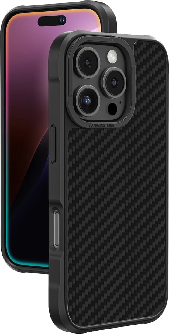 Mbështjellës AmazingThing Titan Max për iPhone 16 Pro, 1500D aramid fiber, zi
