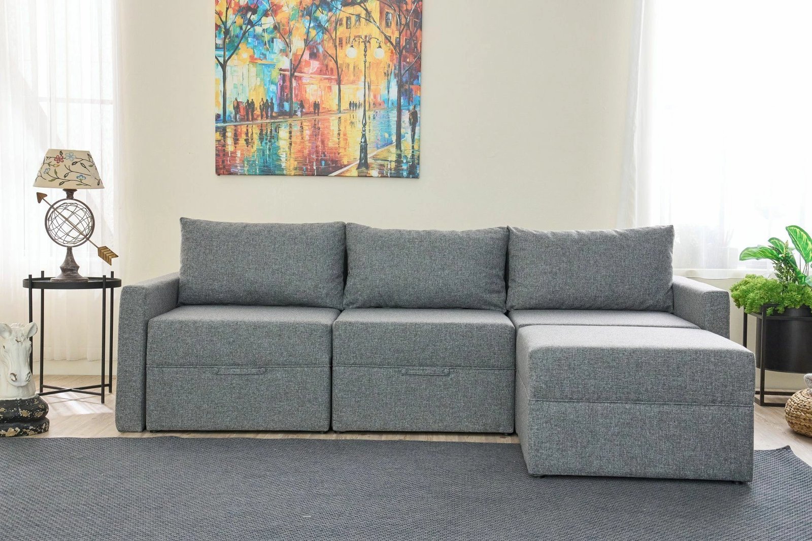 Kënd-sofë krevate Atelier del Sofa, Saros, gri