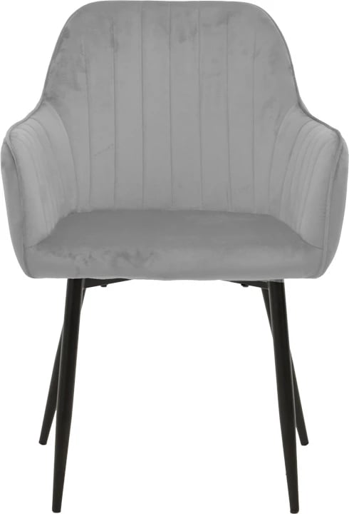 Karrige dore Noor, kadife gri, këmbë metalike të zeza, set prej 2 copash, 58x58x86cm