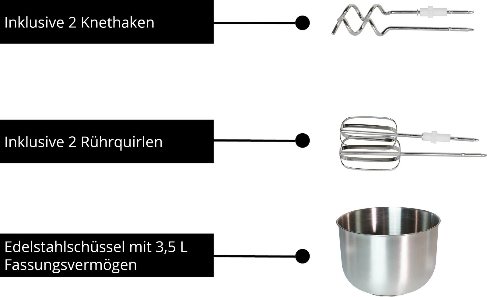 Mikser dore UNOLD 78720, 3.5 L, 500 W, e bardhë