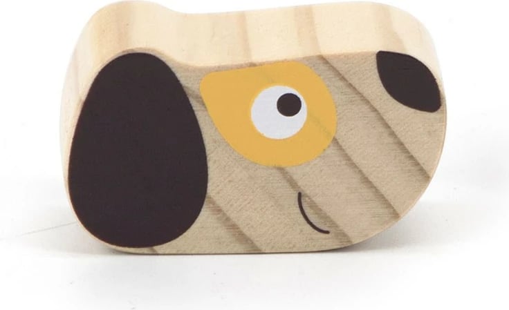 Lodër piramidë grumbulluese prej druri, Viga, Dog, 6 pjesë, 24M+, multingjyrë