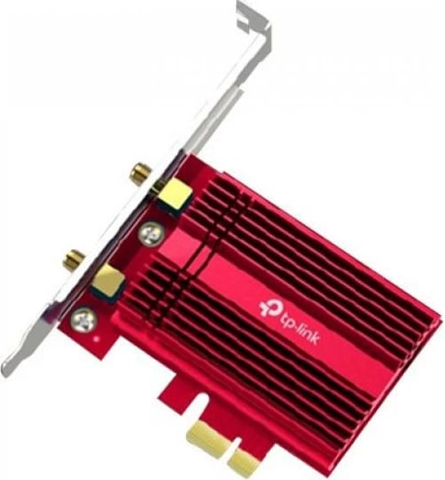 Kartë rrjeti Wi‑Fi 6 PCIe, TP-Link Archer TX3000E, AX3000, Bluetooth 5.0, antena me bazë magnetike, e zezë e kuqe