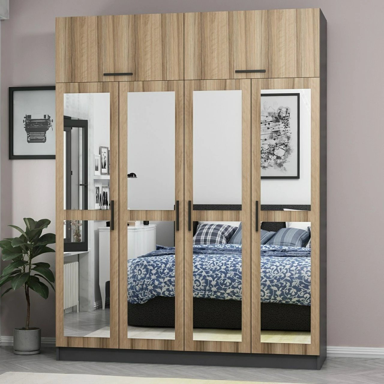 Dollap garderobe, ngjyrë dore, Skye Decor, 180x255x52 cm