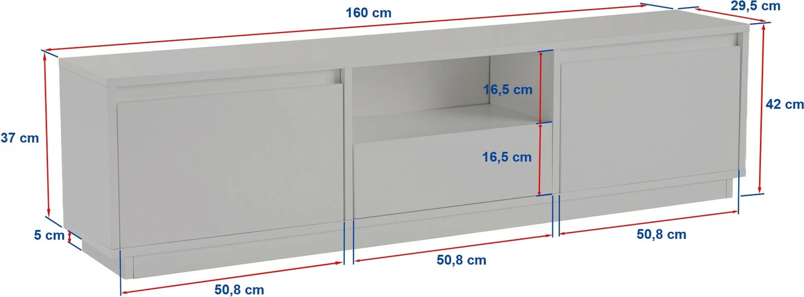 Komodë TV Nordure, Vanguard, ngjyrë natyrale e bardhë