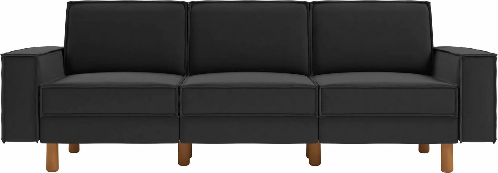 Divan treshe Atelier del Sofa, ngjyrë gri nate, këmbë dru arre