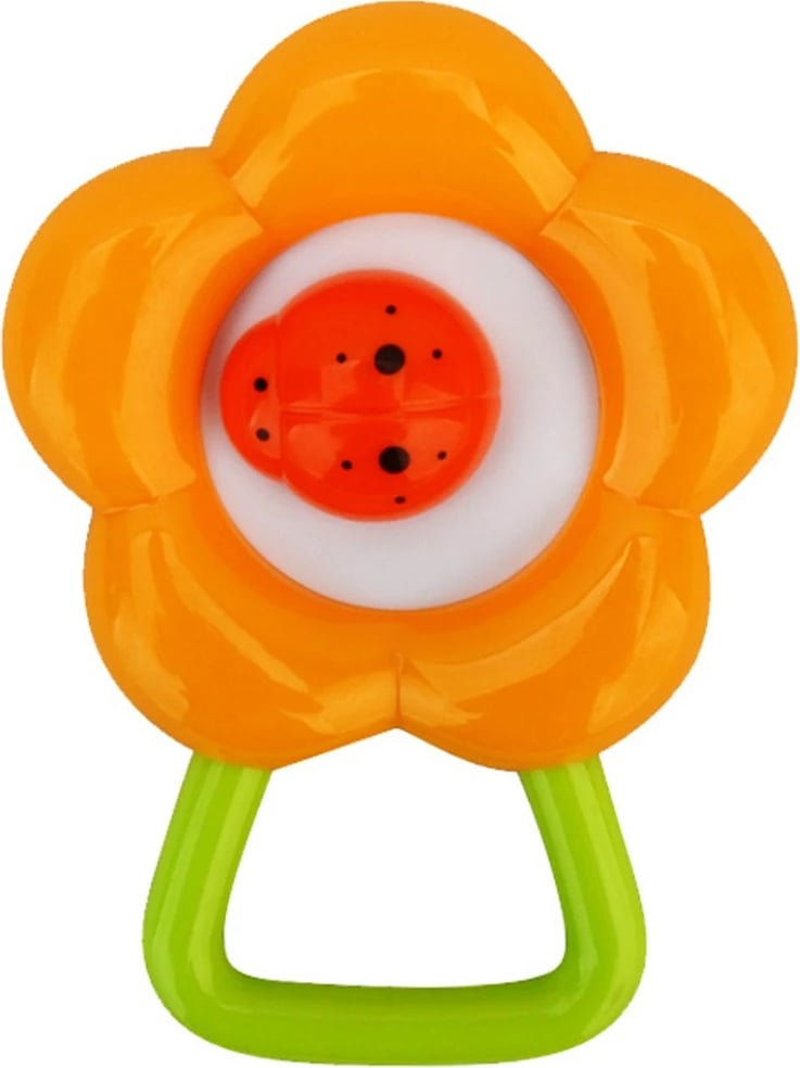 Lodër kërcitëse bebe, BAYO, Flower, plastikë, 12 cm, portokalli