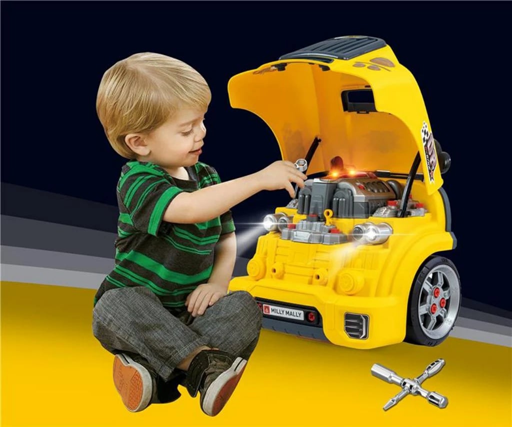 lodër edukative mekaniku, Milly Mally N-GINE, 56 pjesë, efekte dritë/tingull, 3xAA, 3+, e verdhë