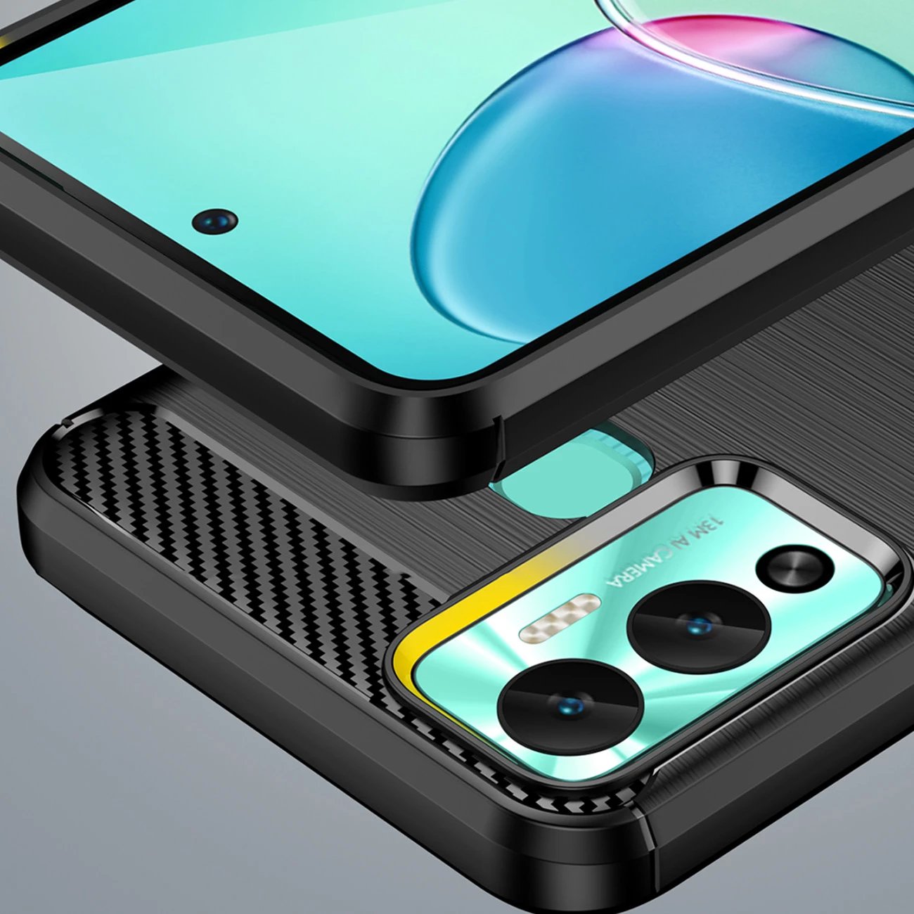 Mbështjellës Hurtel Carbon Case për Infinix Hot 12 Play / Hot 12 Play NFC, TPU, i zi