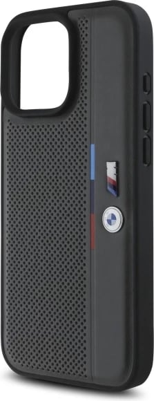 Mbështjellës BMW M Perforated Tricolor Detail Line për iPhone 16 Pro, Gri e errët