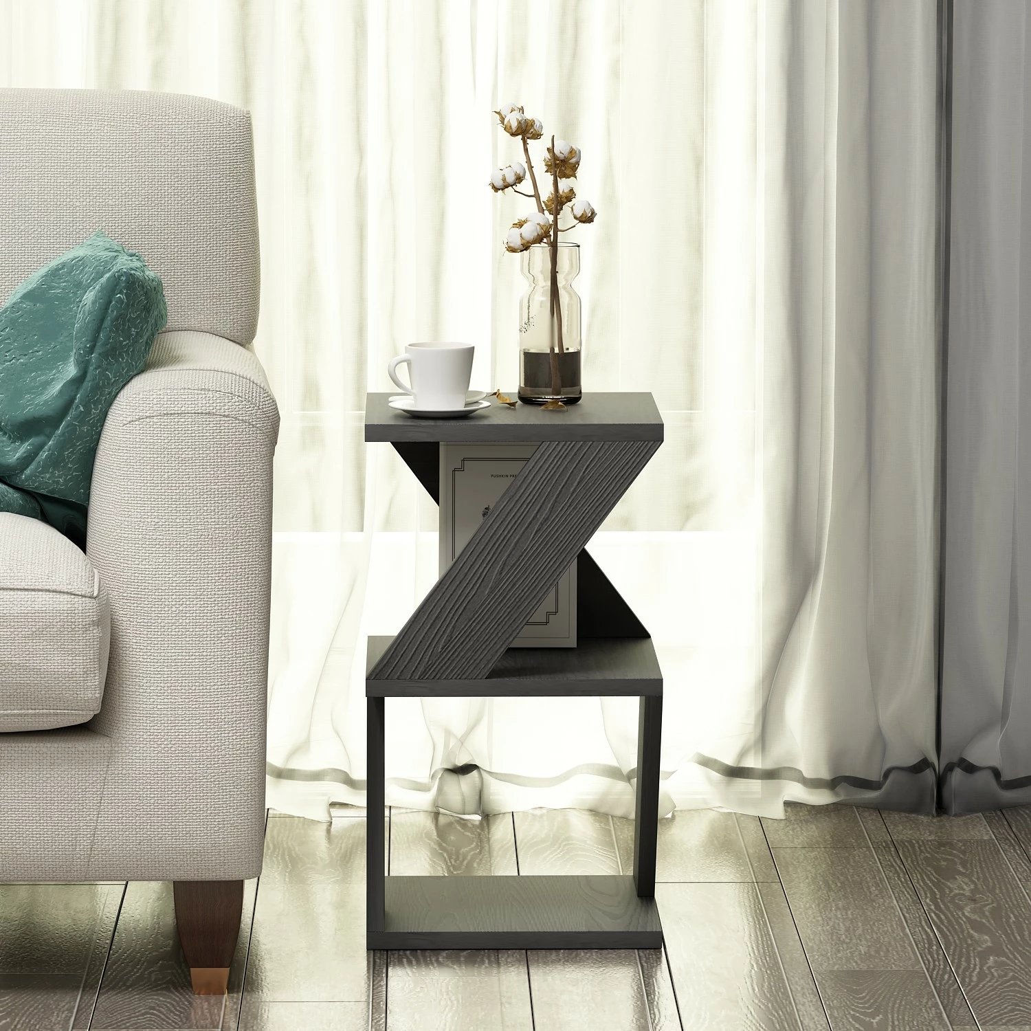 Tavolinë anësore Hanah Home, ngjyrë dru e zezë, Albeni