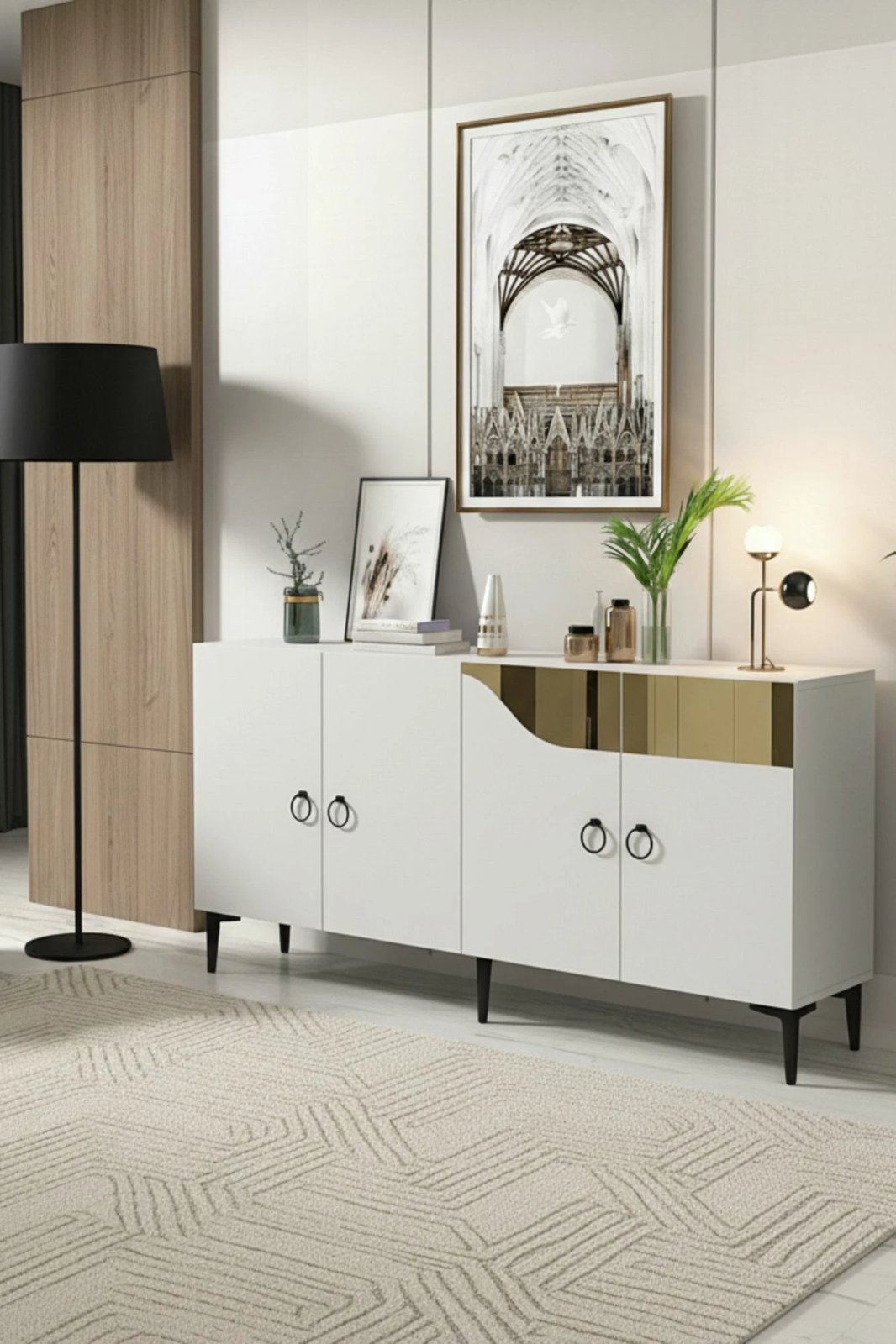 Konsol Skye Decor, Gama 150, e bardhë, ari