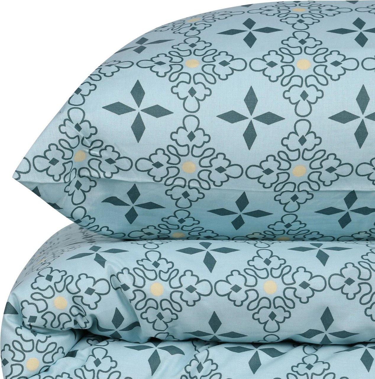 Set mbulesë për jorgan king size, L'essentiel, Minimal, ngjyrë kaltër, verdhë, e zezë