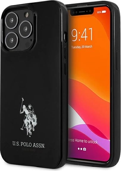 Mbështjellës U.S. Polo Assn. USP000121 për iPhone 13/13 Pro 6.1", i zi, hardcase Horses Logo