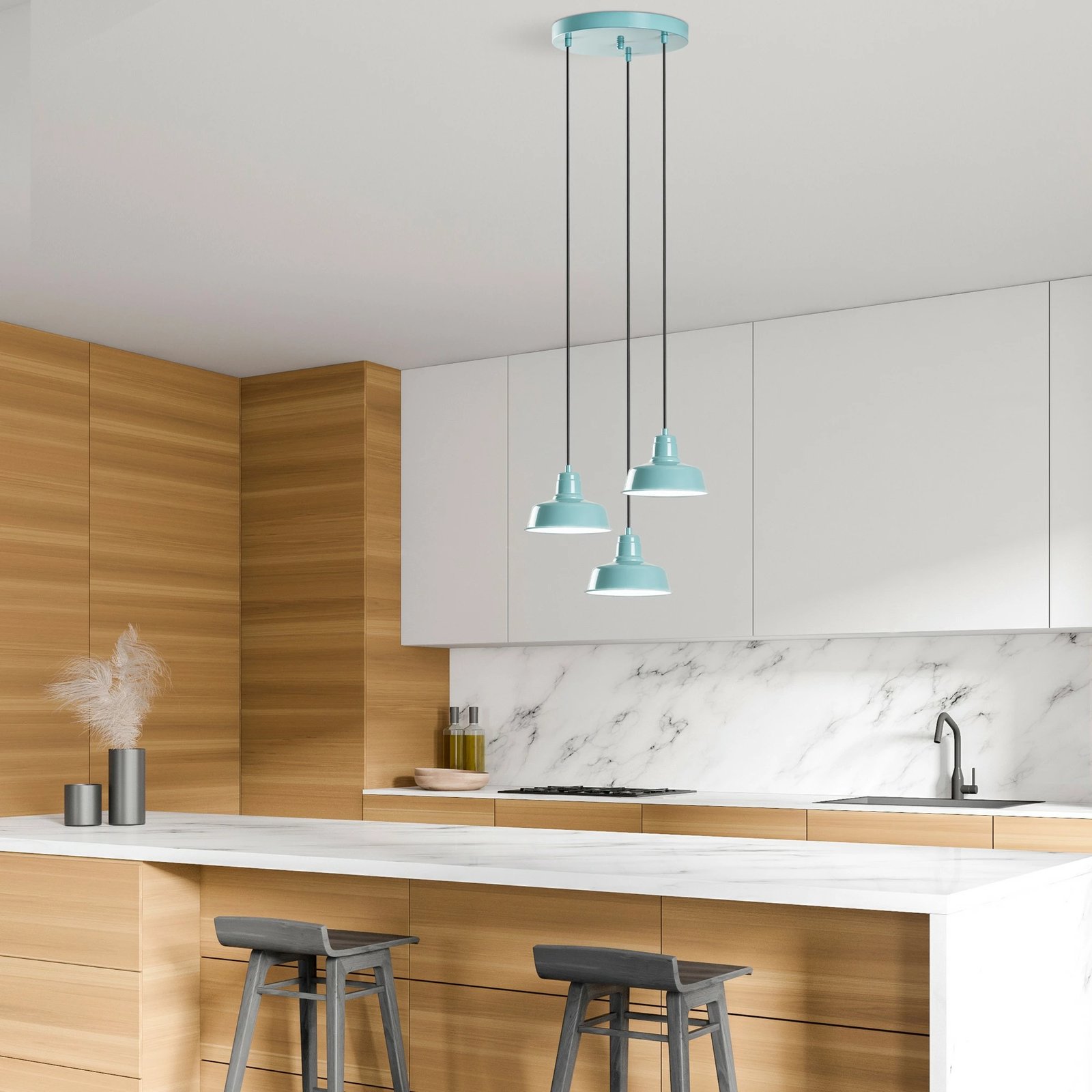 Llambë tavani Opviq Memati, ngjyrë turquoise, 3 llampa