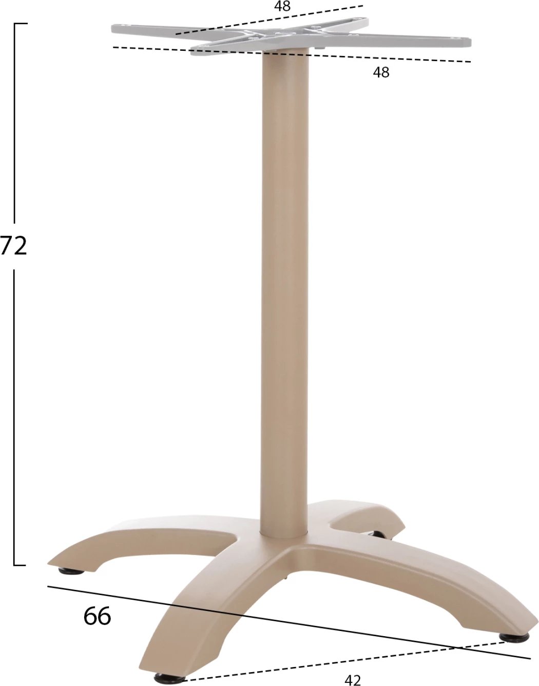 Baza alumini për tavolinë, ngjyrë kapuçino mat, FH460.25, 66x66x72cm, kryq 48x48cm