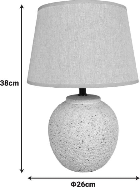 Llambë tavoline Lurata, bazë qeramike, ngjyrë gri antike-bezhë, E27, 26x38cm