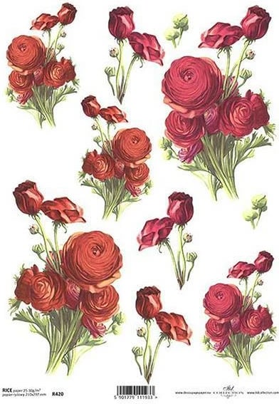 Letër orizi NEXT "red ranunculus" 21x29cm