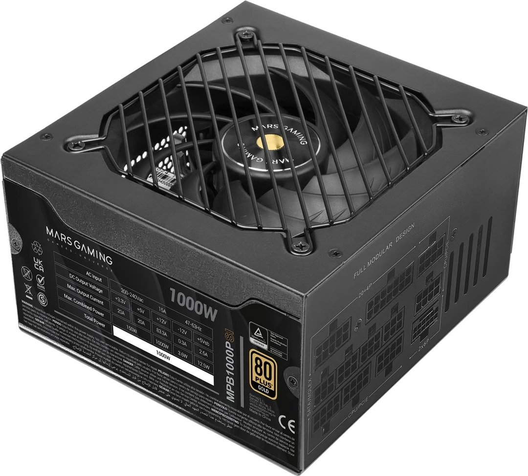 Kasë furnizimi me rrymë TACENS Mars Gaming MPB1000PSI, 1000W, 80 PLUS Gold, e zezë