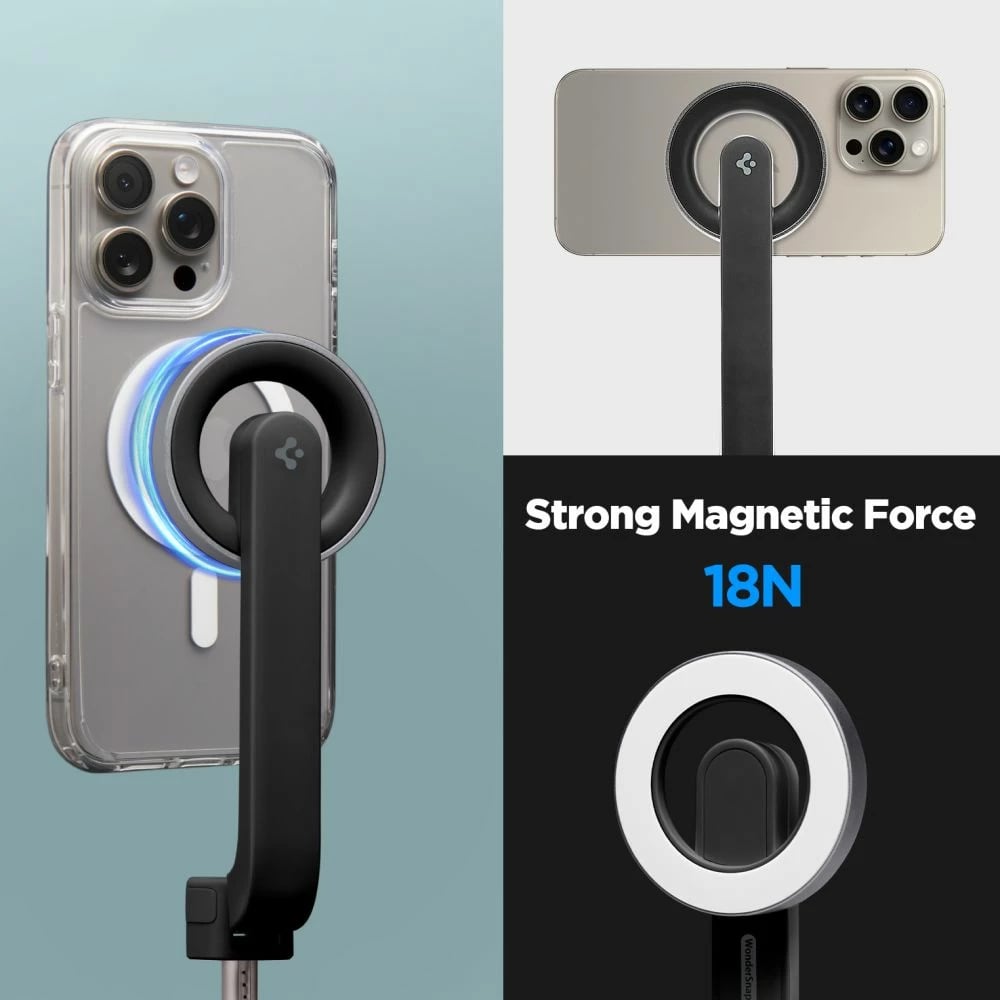 Selfie stick Spigen S571W me MagSafe, Bluetooth, tripod, e zezë