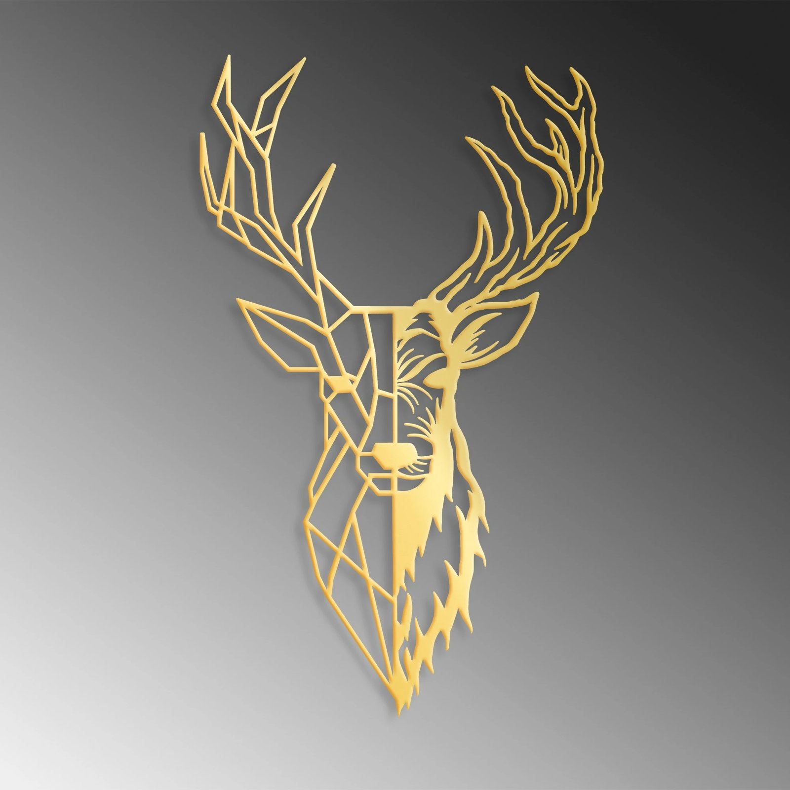 Aksesor dekorativ metalik për mur, Wallity, dreri i kuq 3, ngjyrë ari, 42x70cm