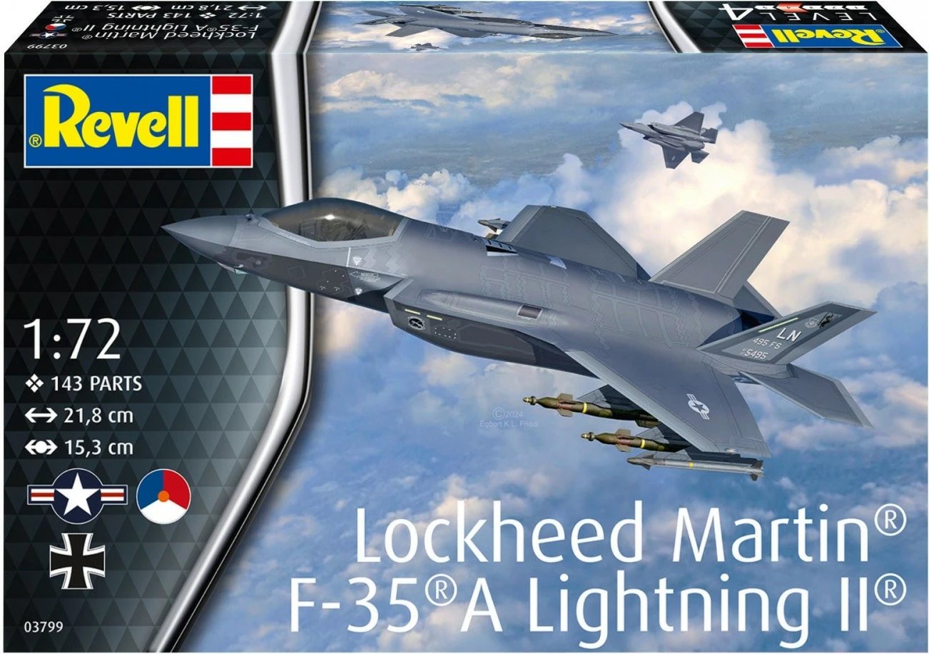 Model plastik aeroplani Revell Lockheed Martin F-35A Lightning II 1:72, 143 pjesë, Gri