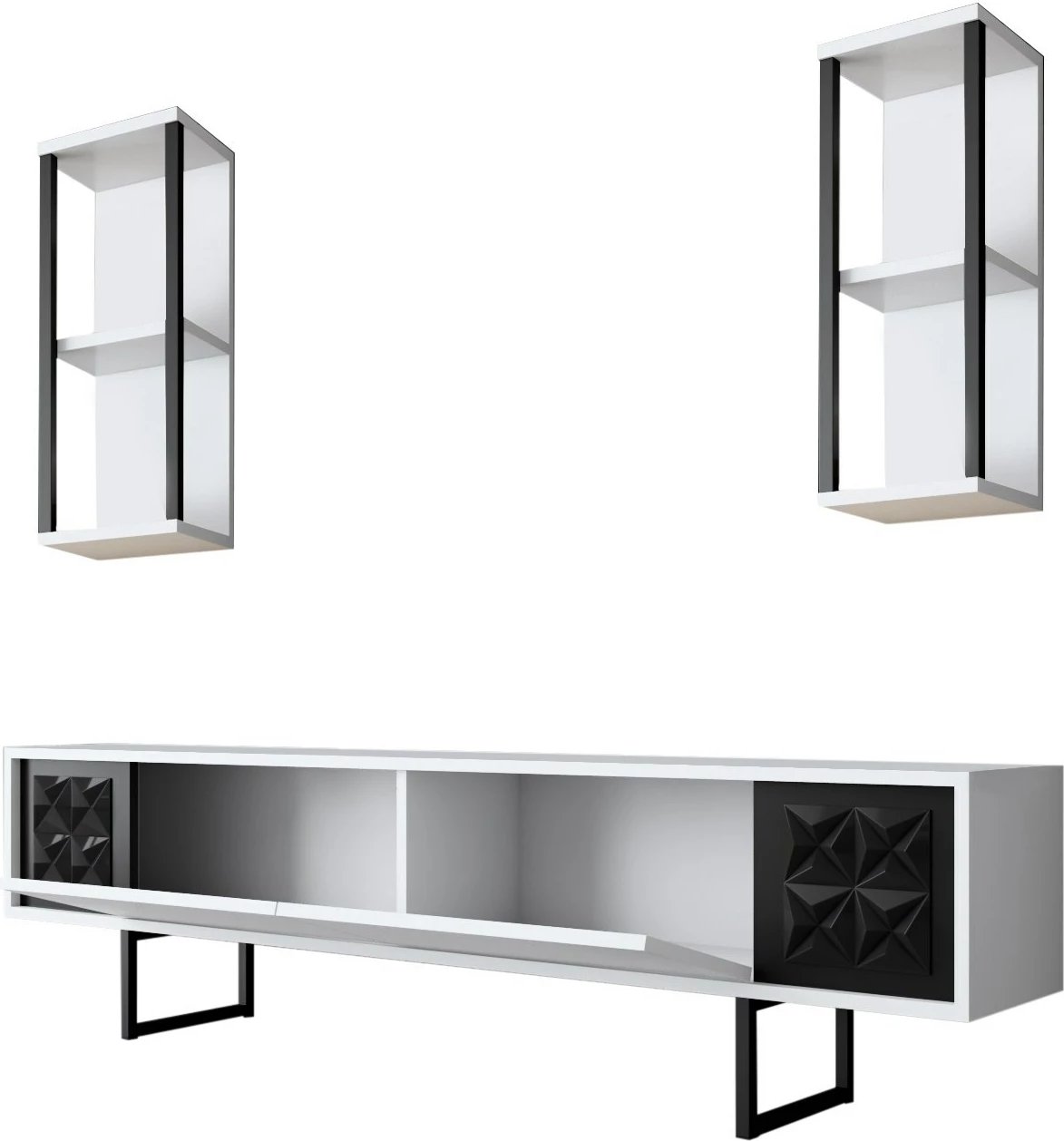 Set mobiljesh për dhomë dite Hanah Home, Black Line, e bardhë, e zezë