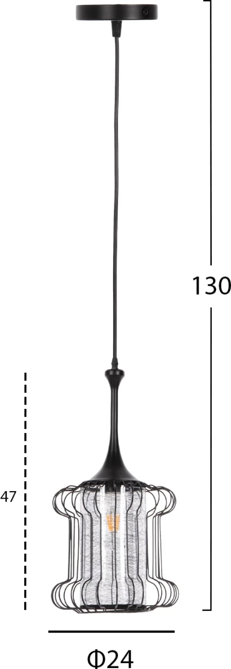 Llampë varëse tavani, FH4087, metal i zi - pëlhurë e bardhë, Φ24x130H cm Llampë varëse tavani, FH4087, metal i zi - pëlhurë e bardhë, Φ24x130H cm