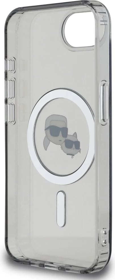 Mbështjellës Karl Lagerfeld IML Metal Karl & Choupette Heads MagSafe për iPhone 16e, i zi
