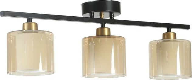 Llambë tavani Opviq, Yeni Nomi 3 llampa, ngjyrë e zezë dhe qelq amber