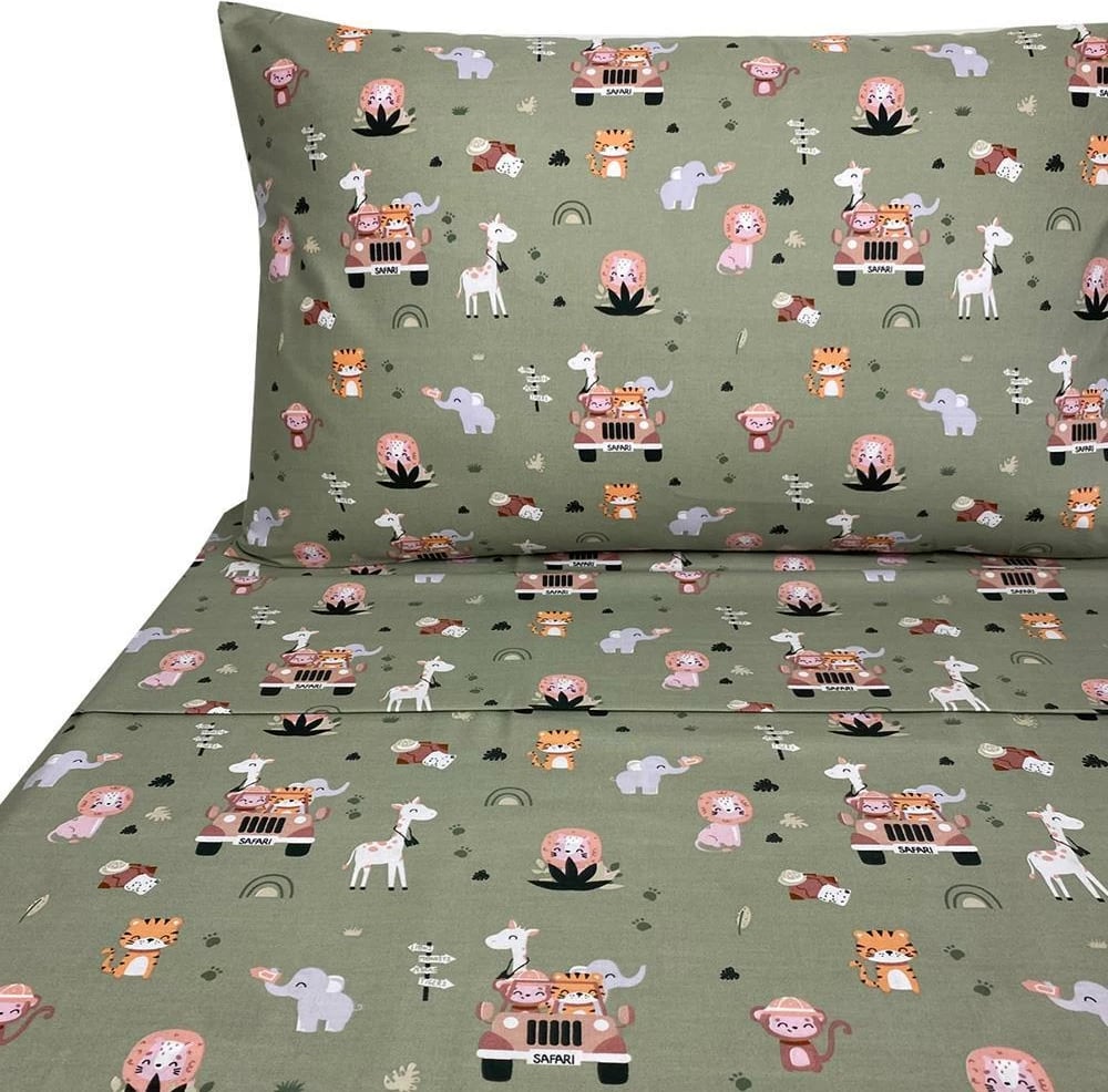 Set çarçafësh për fëmijë ASTRON-HOME ITALY, 100% pambuk, 175x260cm, Safari
