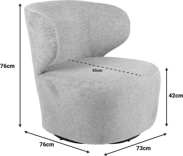Fotel Marelia rrotulluese, material stof, ngjyrë ulliri, 73x76x76cm
