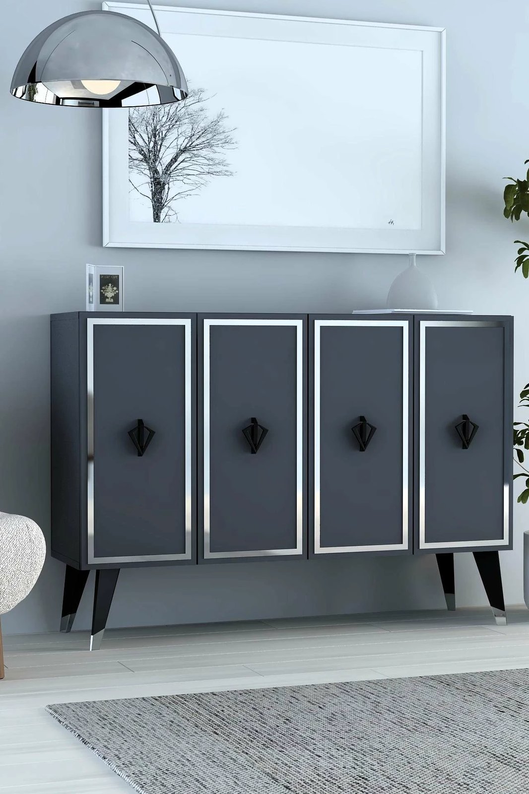 Konsol Skye Decor, anthracite, e zezë, argjend, 8178KM-32