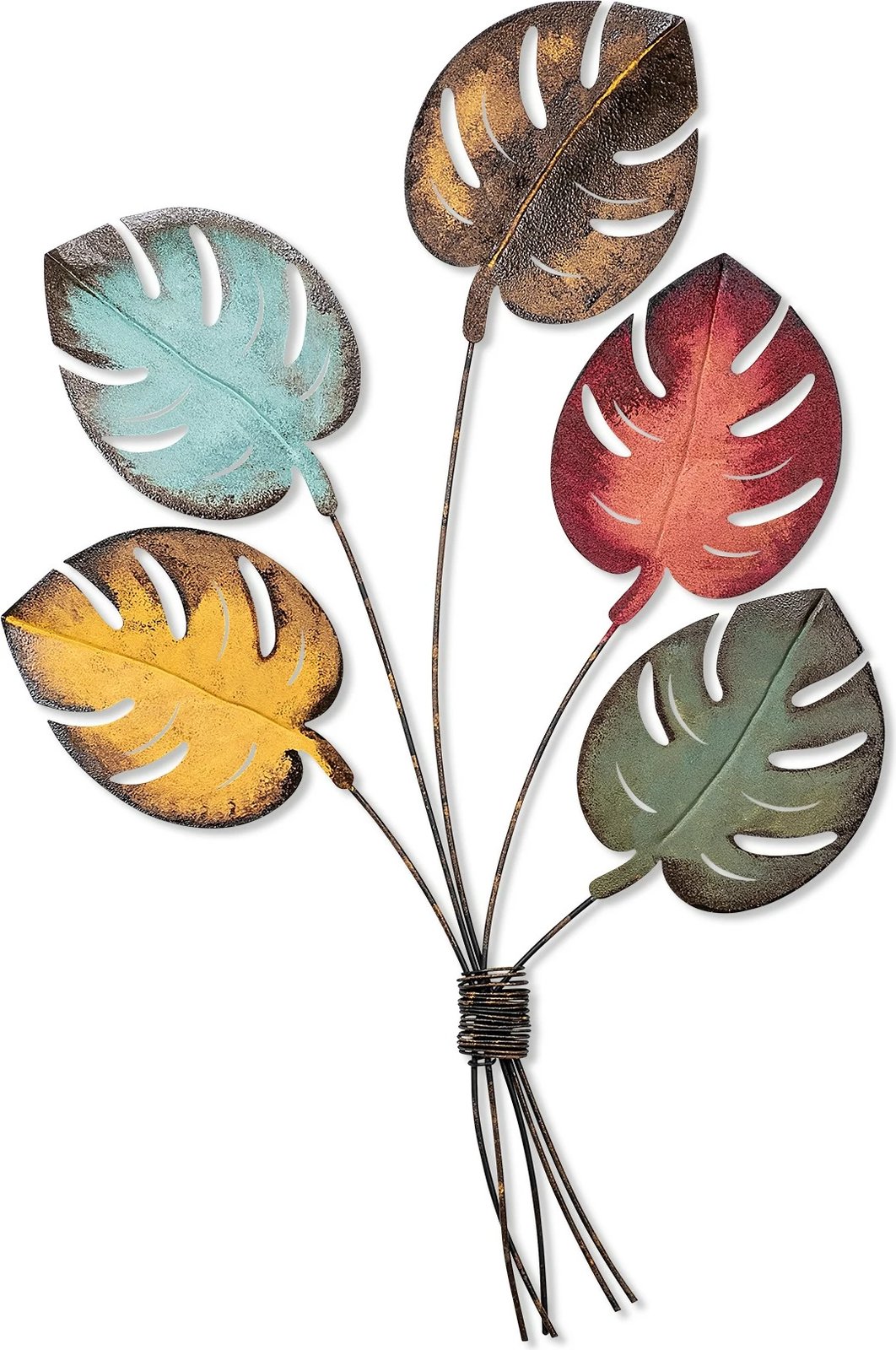 Aksesor dekorativ metalik për mur, Wallity Monstera, shumëngjyrësh, 67x100x4cm