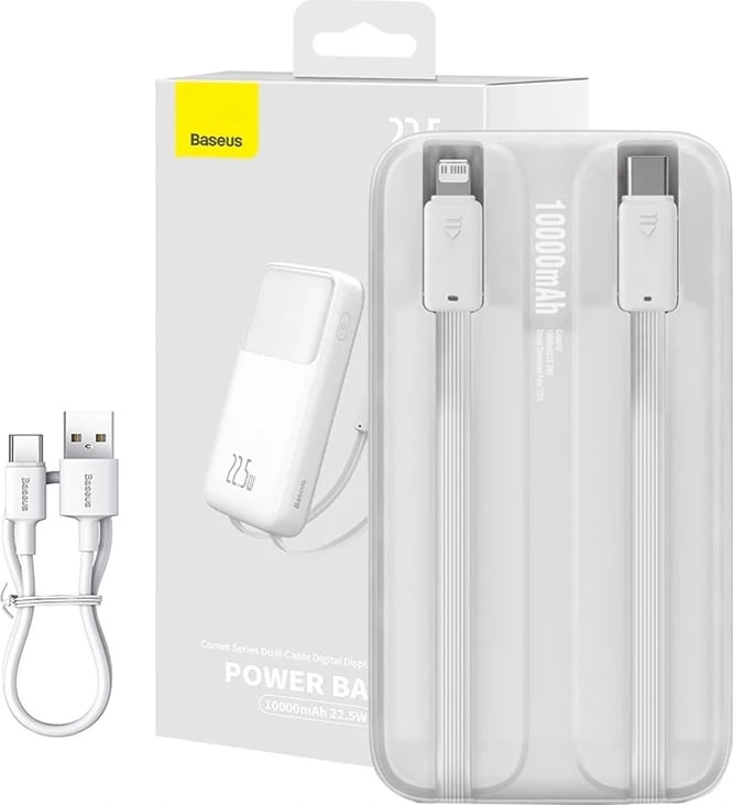 Powerbank Baseus Comet 10000mAh, 22.5W, e bardhë