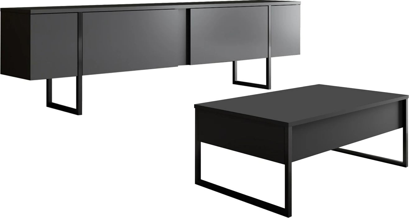 Set mobiljesh për dhomë dite, Luxe, antracit, e zezë